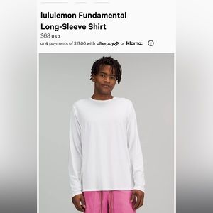 Never worn, tags on!!! Men’s Lululemon The Fundamental LS in white opal